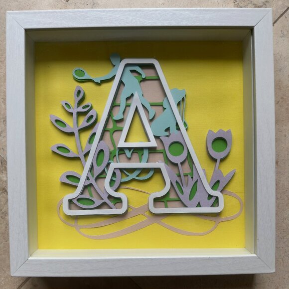 Mandala Letter A in White Shadow Box Frame 9"x9" Cardstock 5 layers - Picture 1 of 3